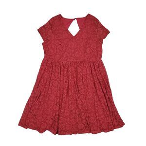 Torrid Red Lace VNeck Skater Dress Shortsleeve Red 18 Party Cocktail VAmp